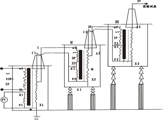 串级试验变压器接线原理图