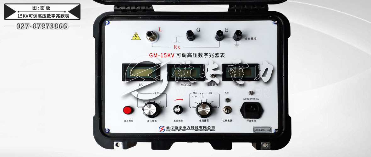 15kV可调高压数字兆欧表面板